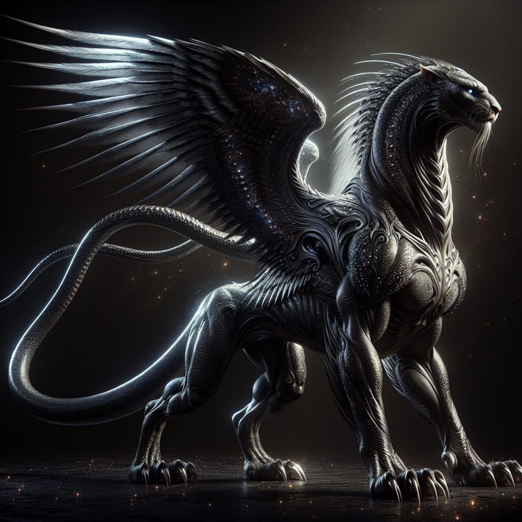 Angelic Cheetah Entity in Ebony Scales