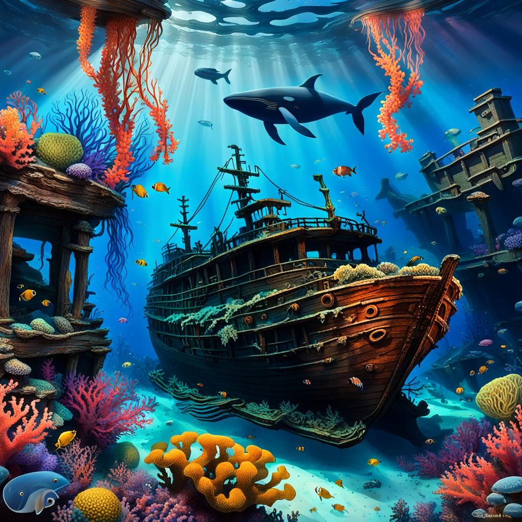 Coral Reef and Sunken Ship: Underwater Hyperrealism