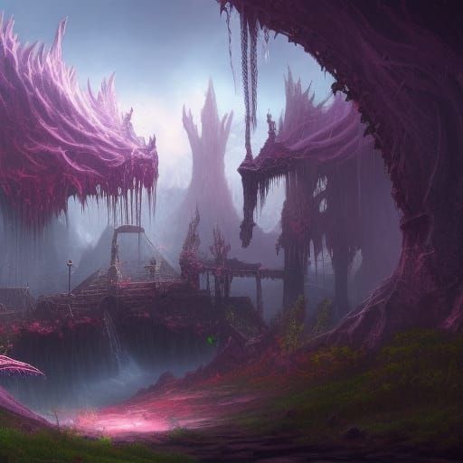 Detailed Weirdcore Fantasy Concept Art