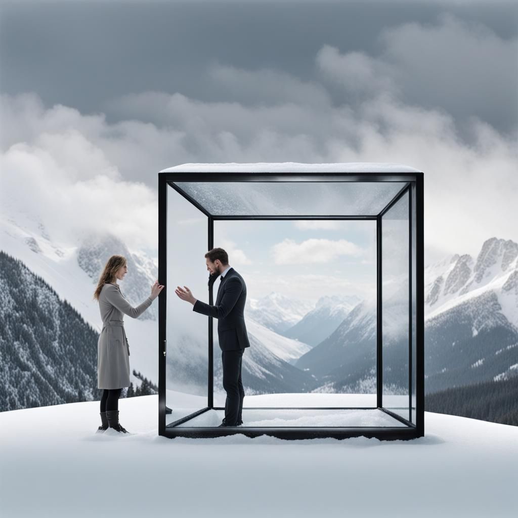 Glass Barrier Between Two Mountain Lovers