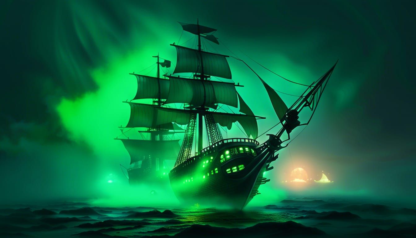 Epic Pirate Battle with Ghost Ship in Fog