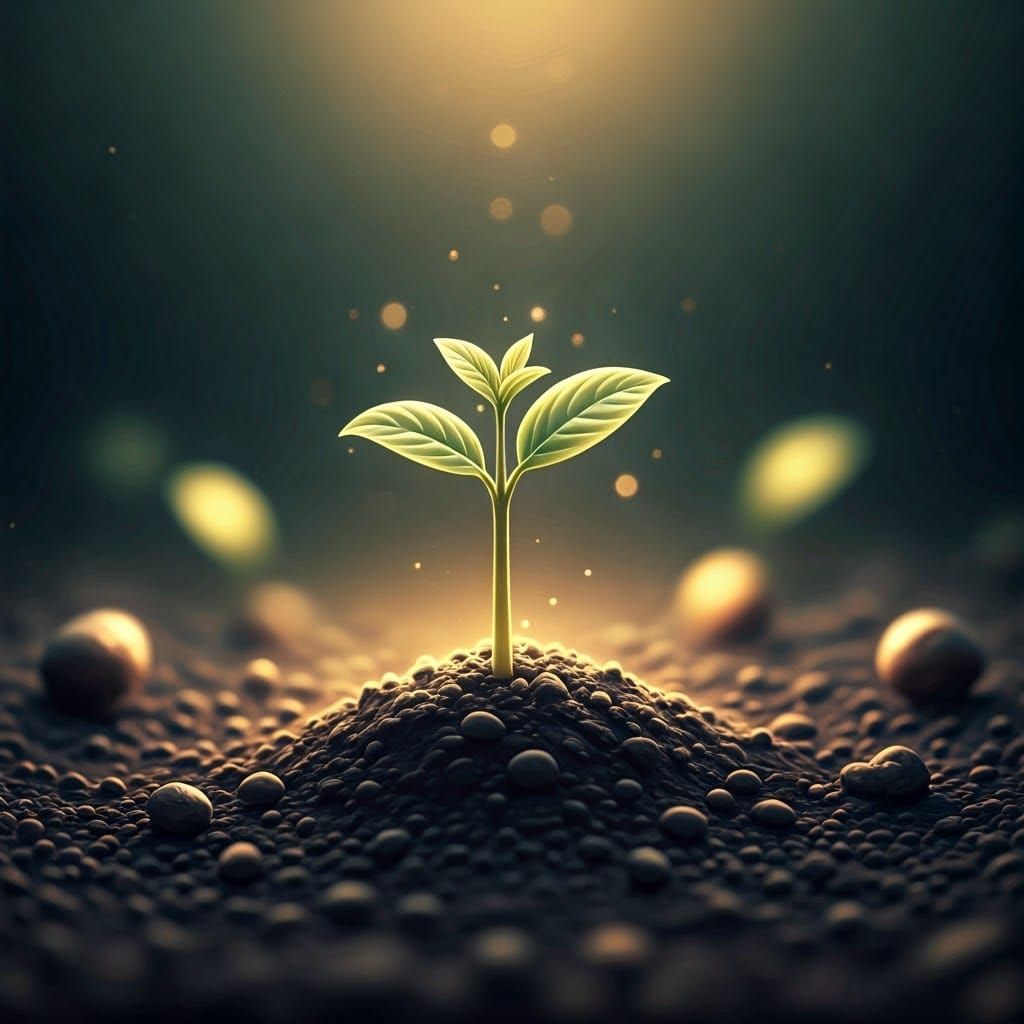 Ethereal Seedling Sprouts to New Life as Watercolor