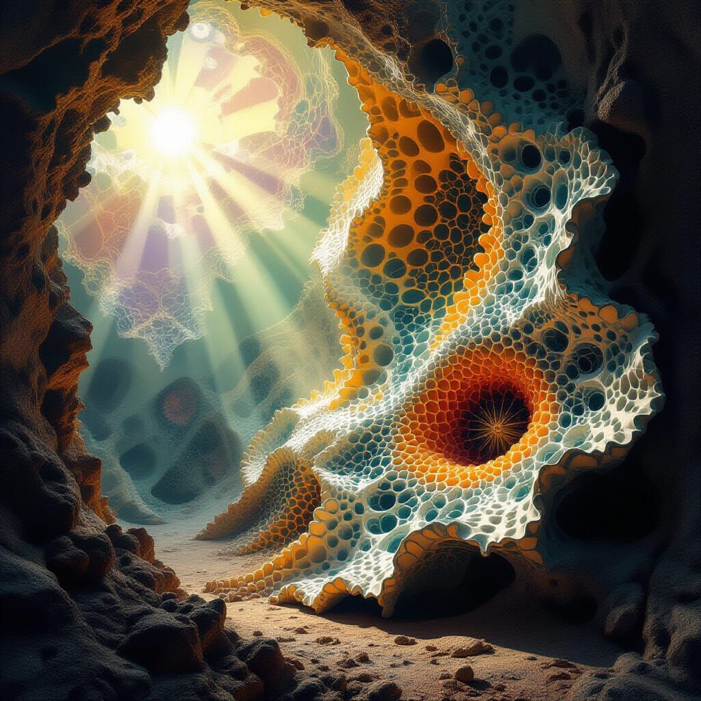 Biomorphic Forms in Dystopian Surrealism Style