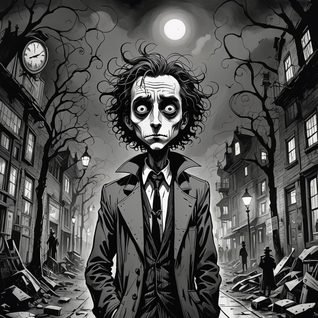 Comic Noir Tim Burton Style Expressionism