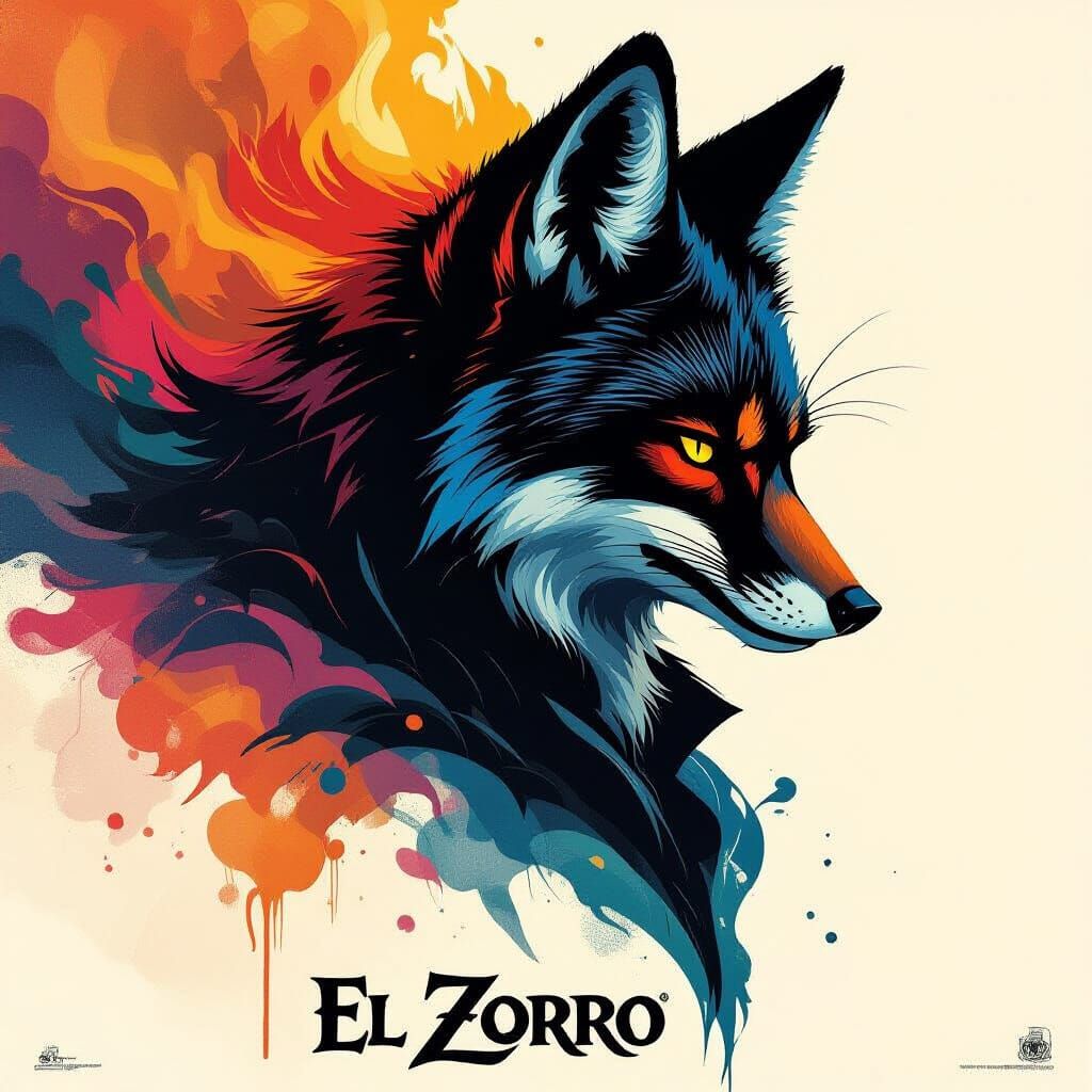 El Zorro Movie Poster: Abstract Fox in Vibrant Colors