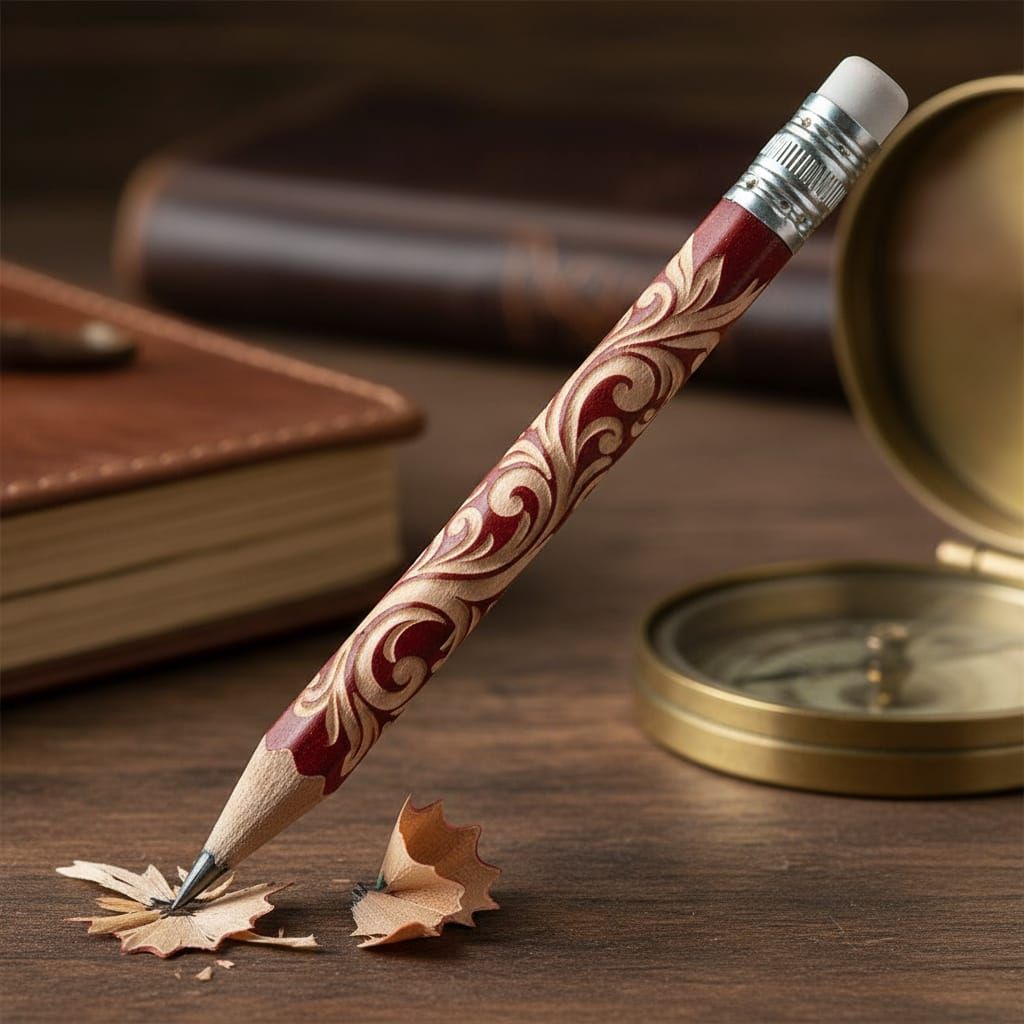 Intricate Carvings on a Pencil