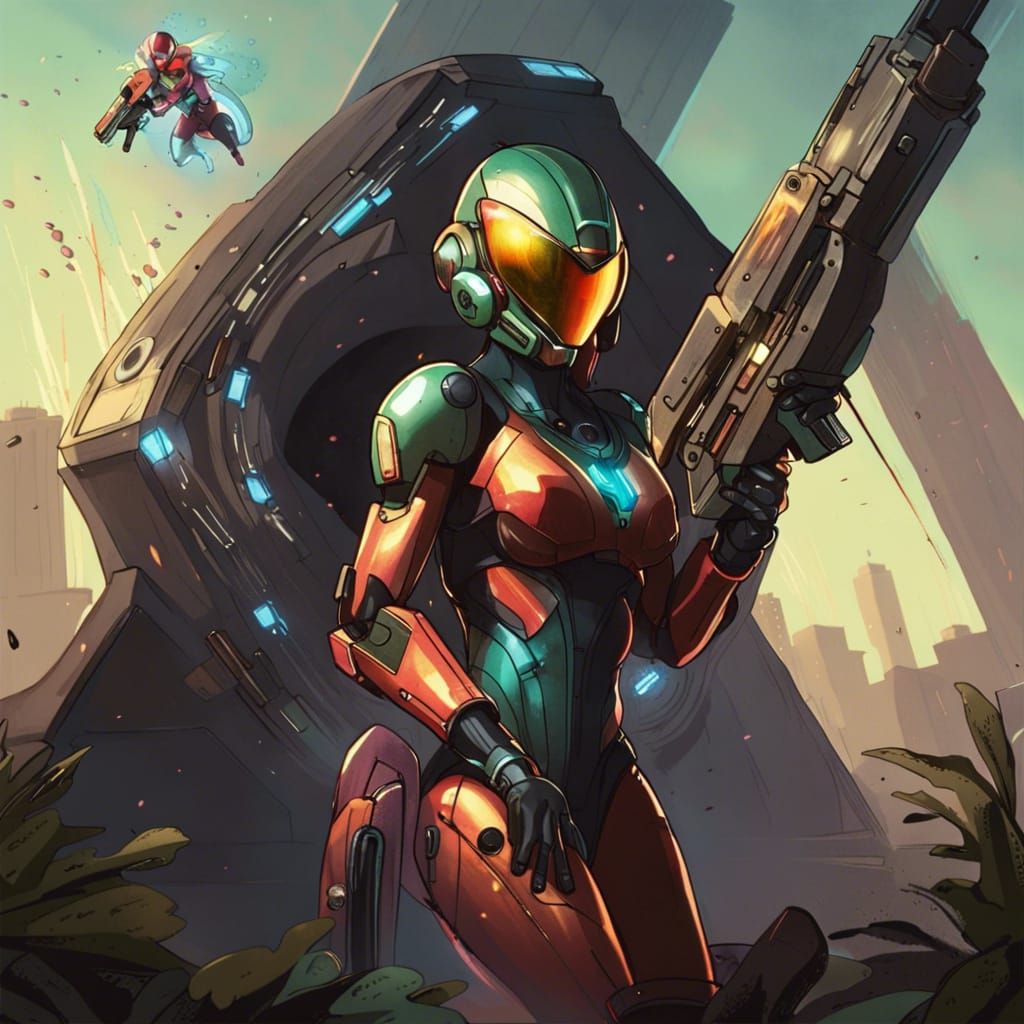 Samus Aran Cyberpunk Ventilation Shaft