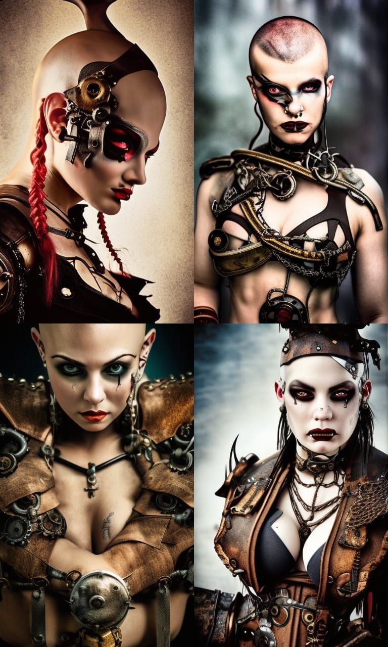 Steampunk Warrior Woman Portrait in Post-Apocalyptic Setting