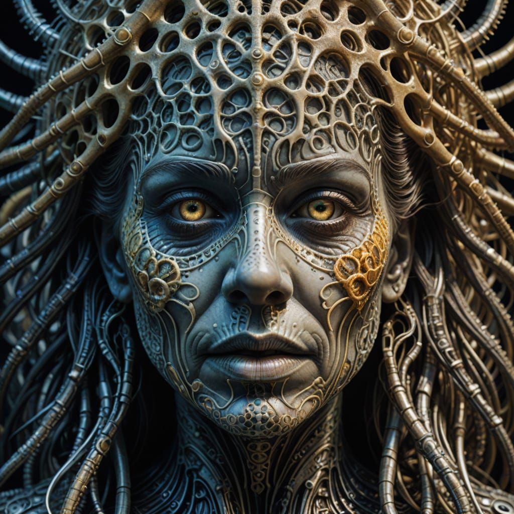 Feminine Portrait in Vibrant Paint Composition