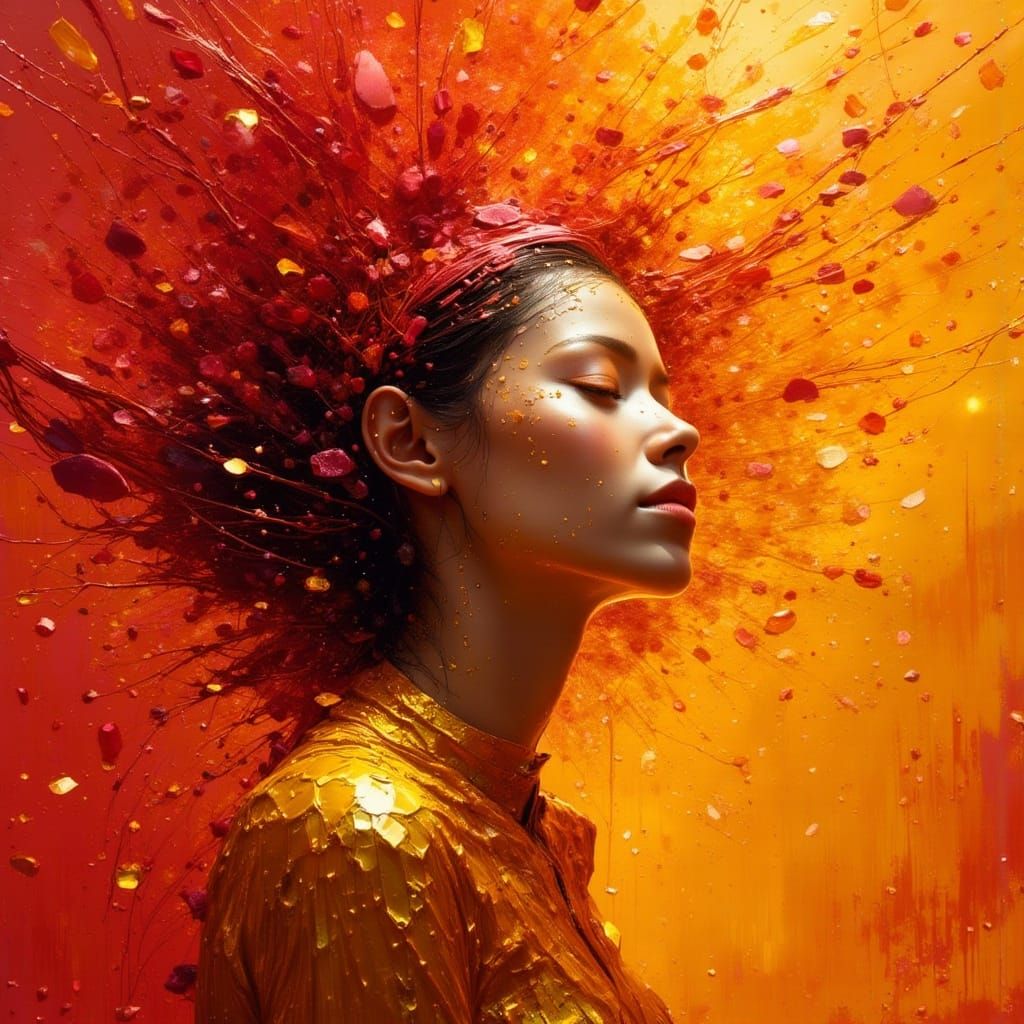 Expressionist Portrait of Love and Peace in Bold Hues