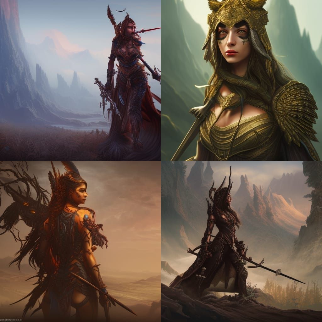 Detailed Matte Painting of a Fantasy Huntress