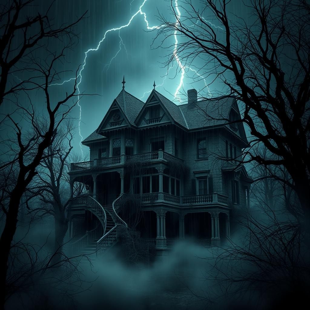 Eerie Victorian Mansion in Dark Fantasy Style