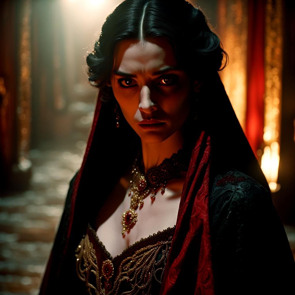 Ornate Chamber Vampire in Cinematic Film Still