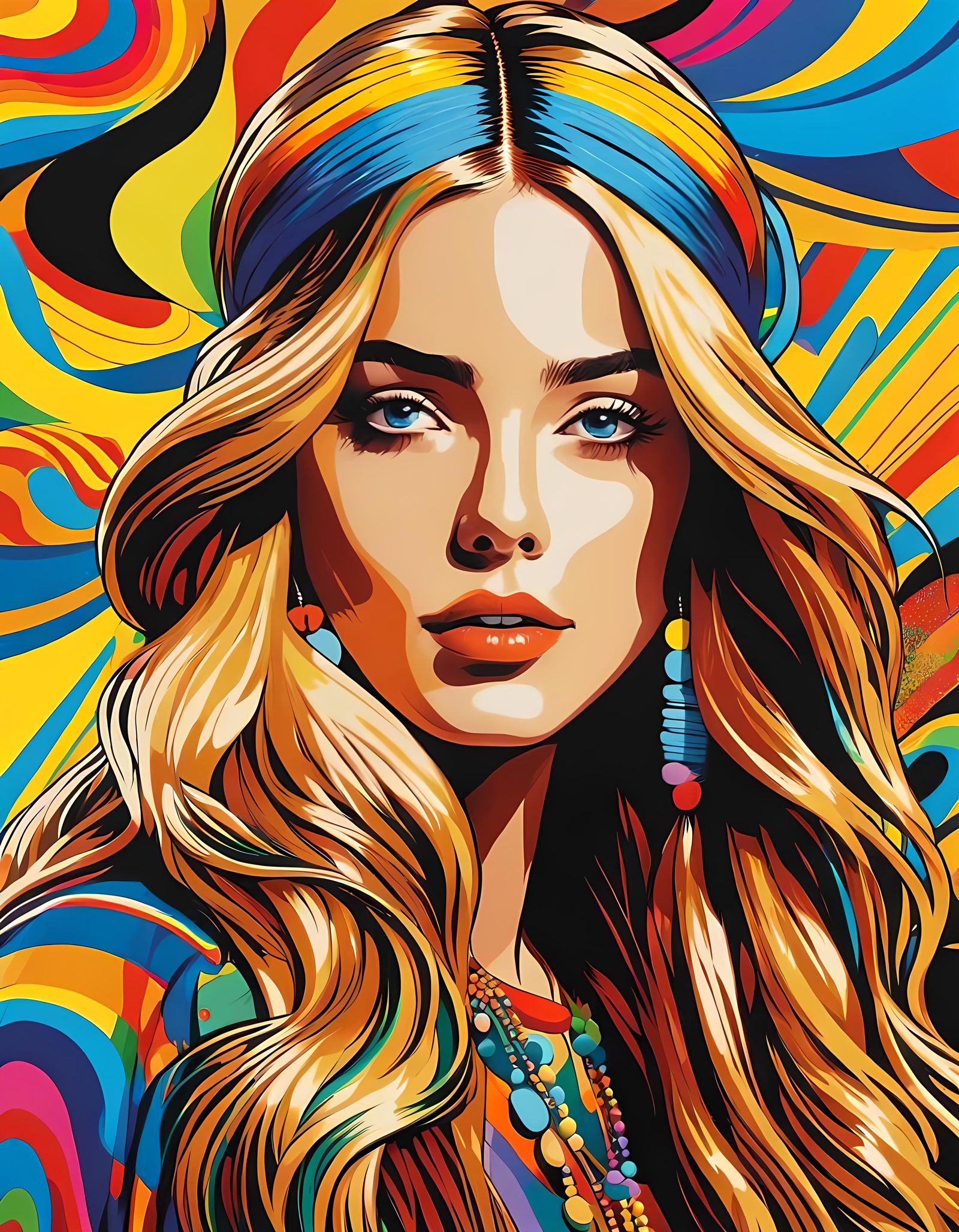 Hippie girl pop art