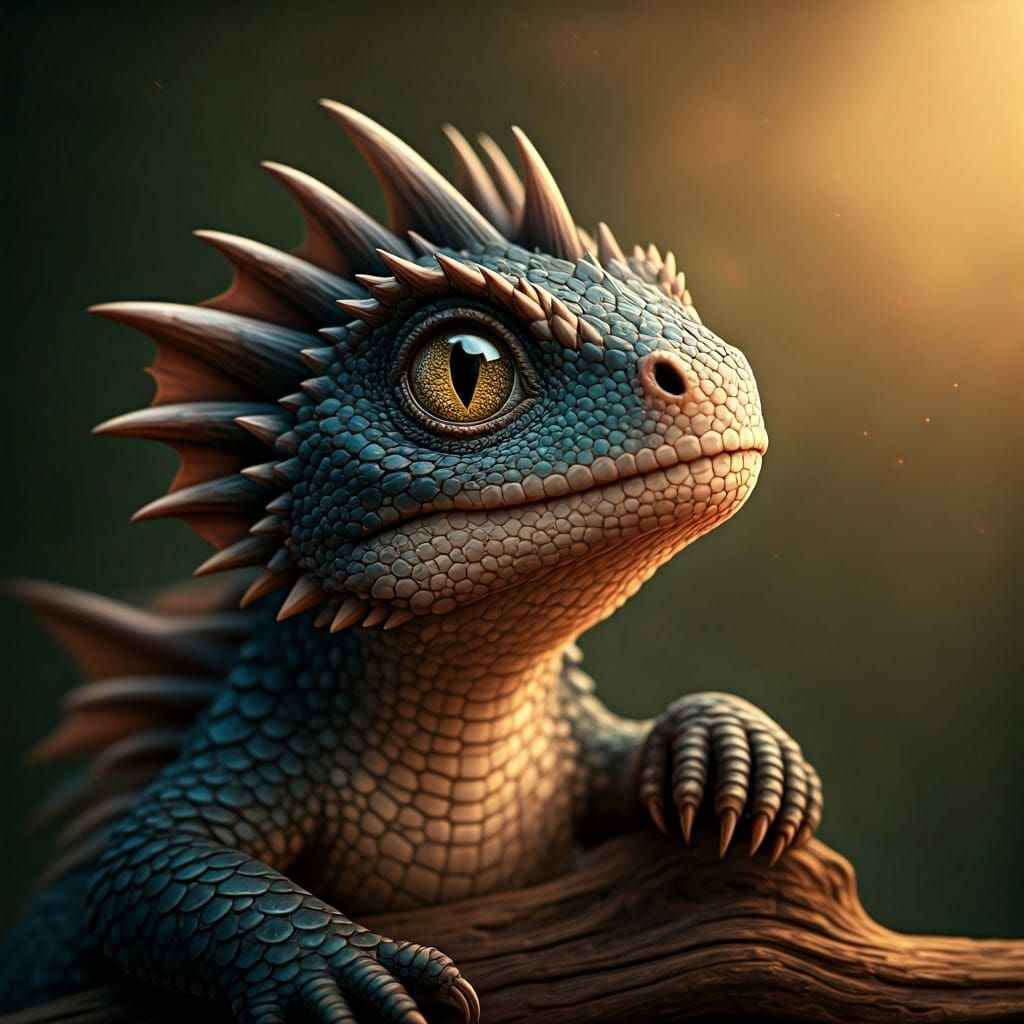 Adorable Baby Dragon in Soft Natural Light