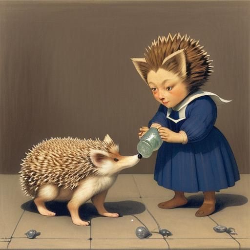 Hedgehog Assaults Fox: Expressionist and Abstract Fusion