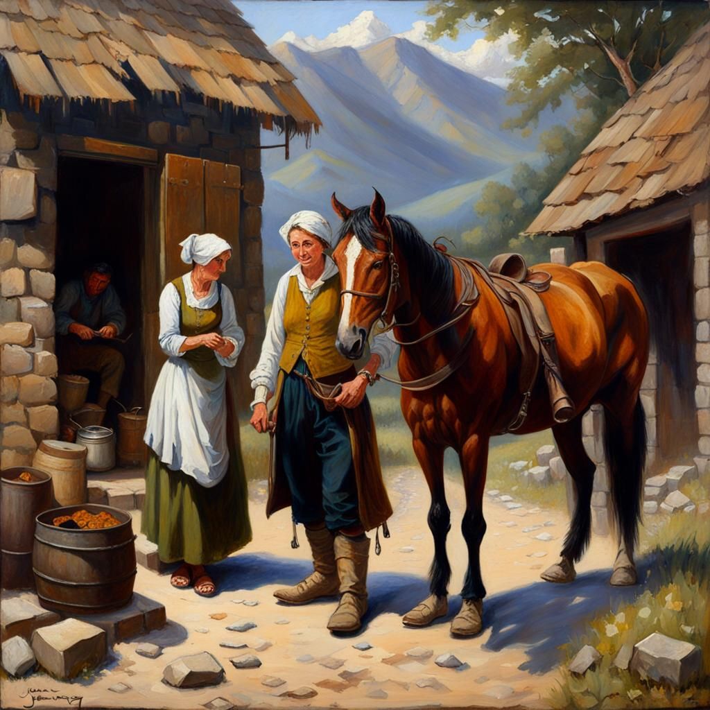 Cobbler's Wife and Blacksmith's Mare Oil Painting