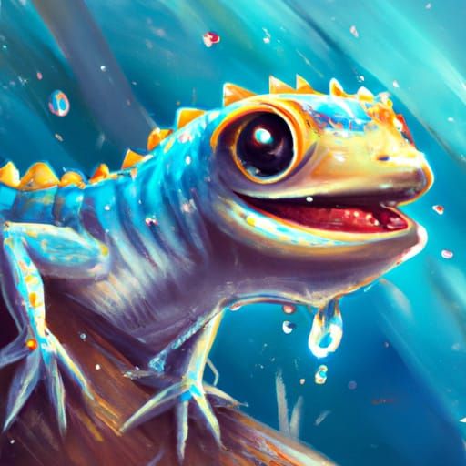 Adorable Chibi Water Lizard Portrait in Digital Art Style