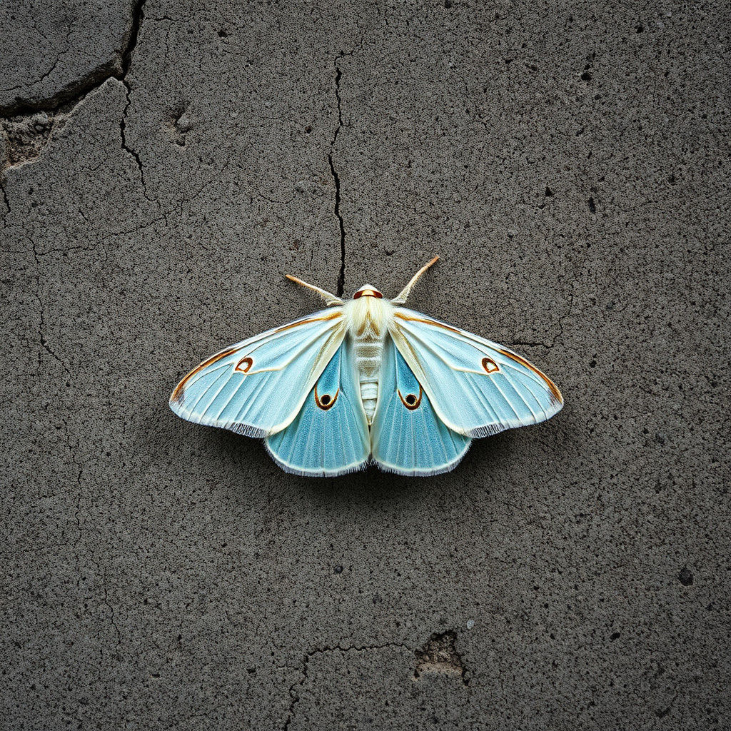 Ethereal Moth in Industrial Landscape
