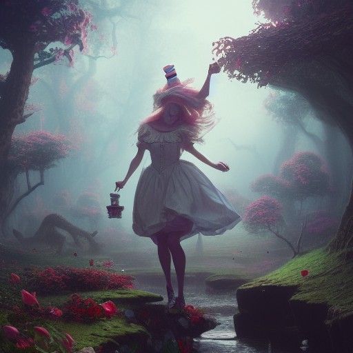DJ Alice in Wonderland Dark Fantasy Concept Art