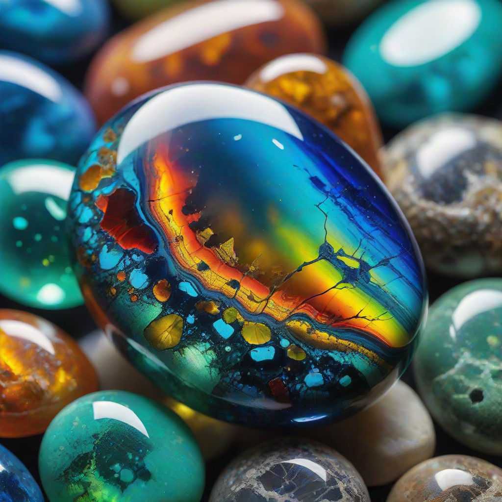 Vibrant Cabochon Gemstones in High-Gloss Finish