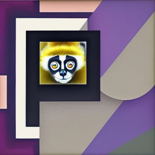 Geometric Abstract Art: Playful Lemur
