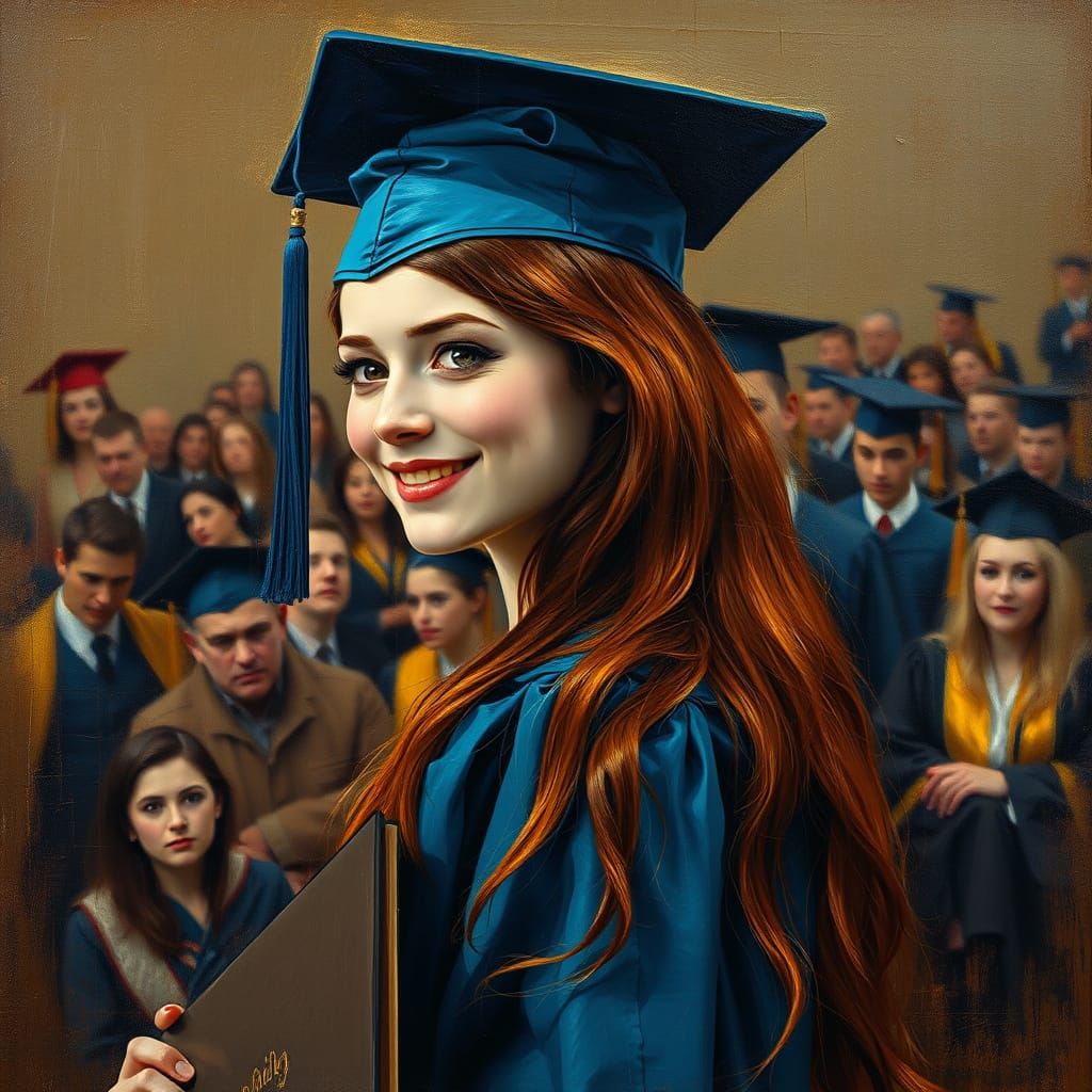 Neo-Impressionist Graduate in Somber Oil Painting