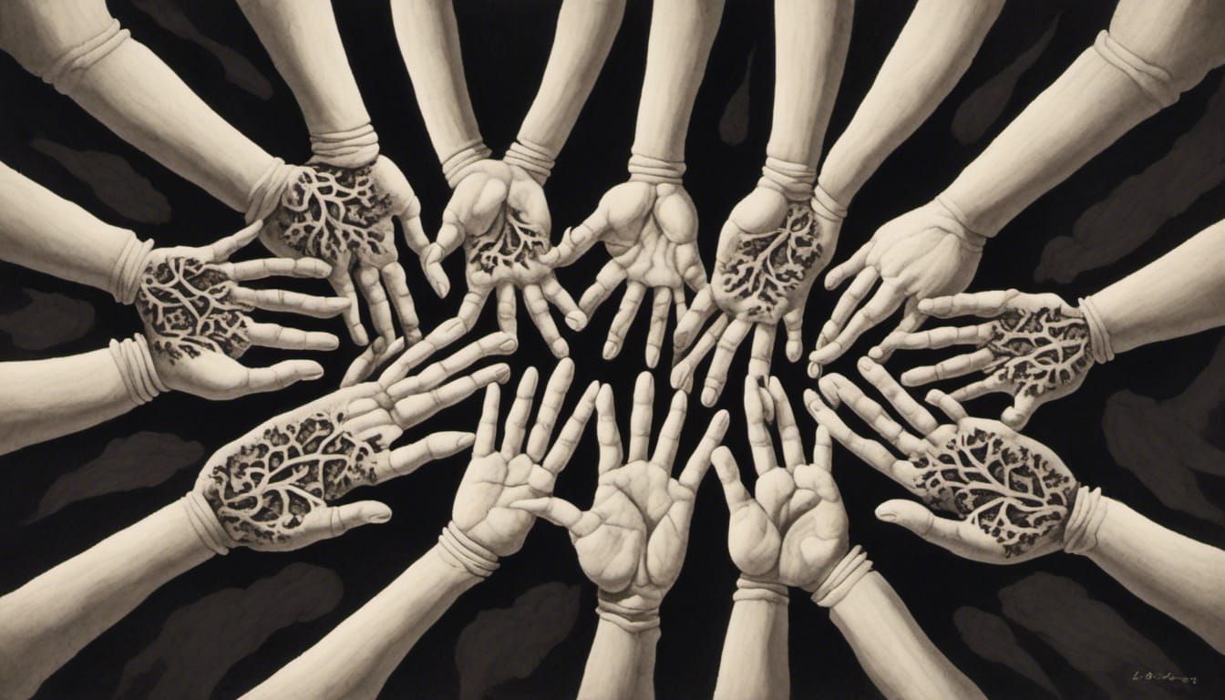 Surreal Rorschach Test of Wringing Hands