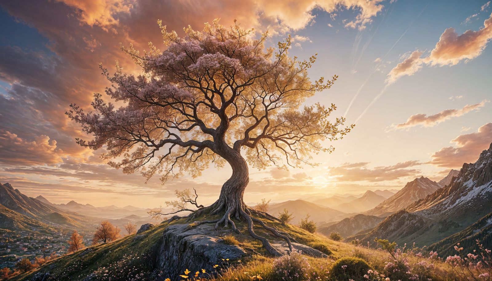 Surreal Spring Landscape of Floating Leaves in a Breathtakin...