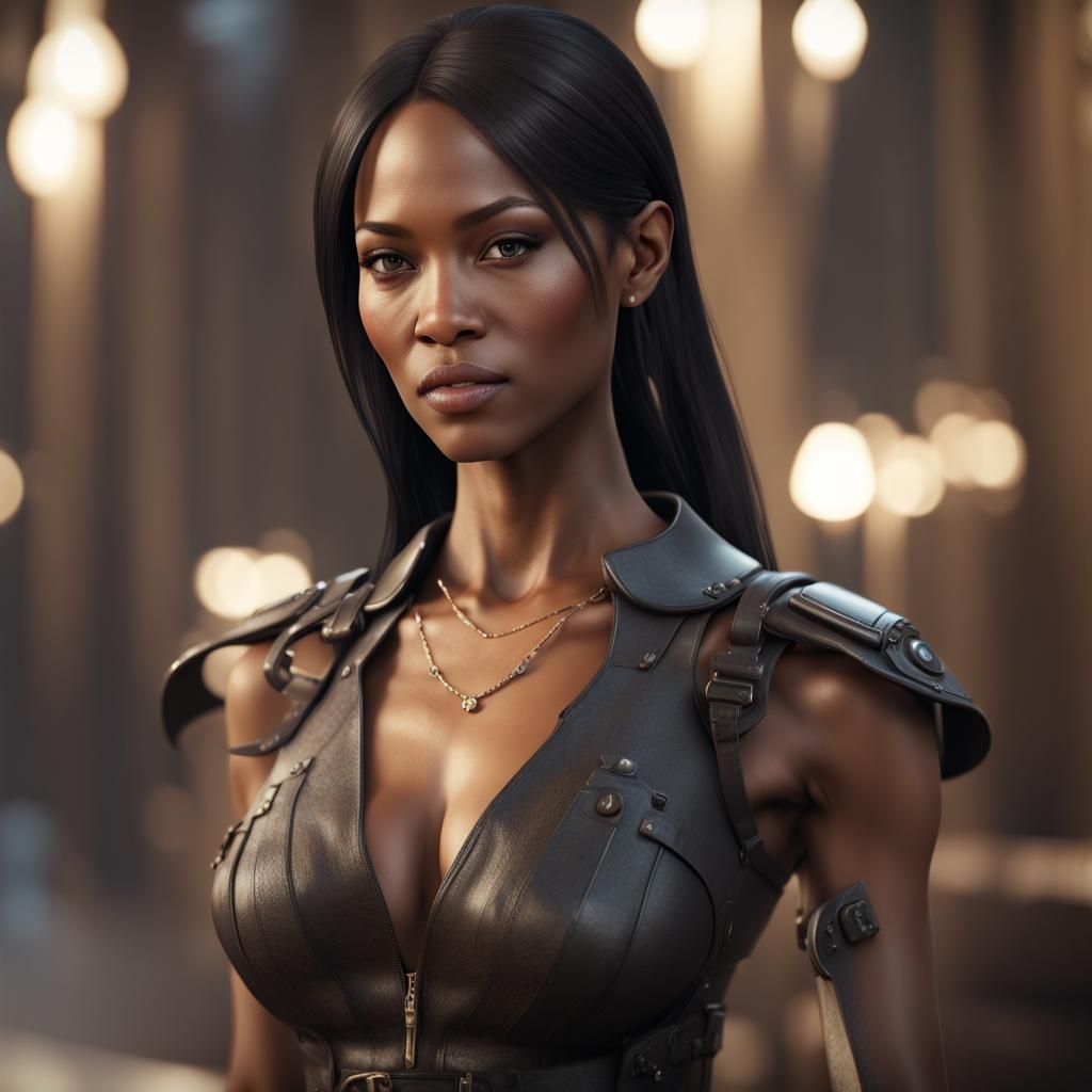 Gorgeous Supermodel in 3D Game Cinematic Style