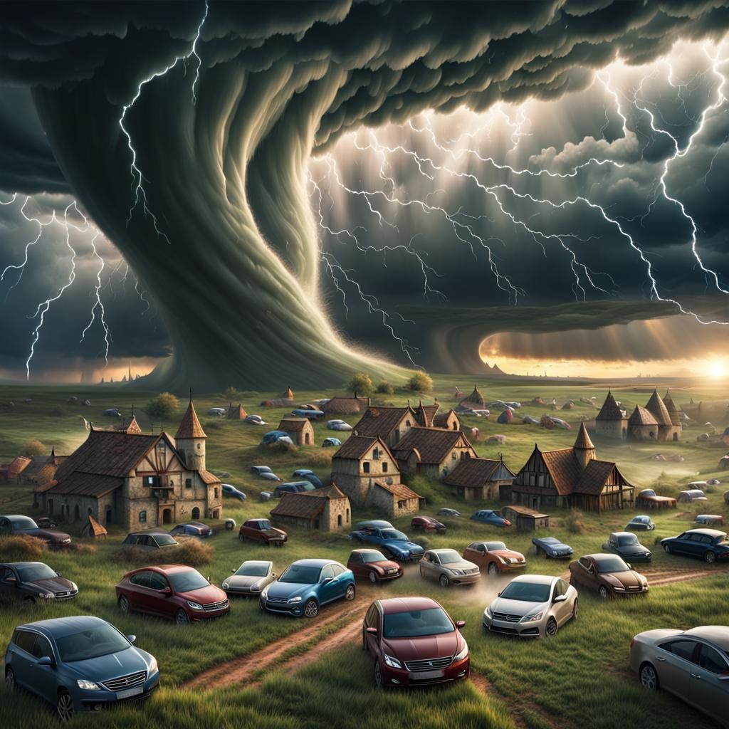Cars and Tornadoes in an Epic Storm