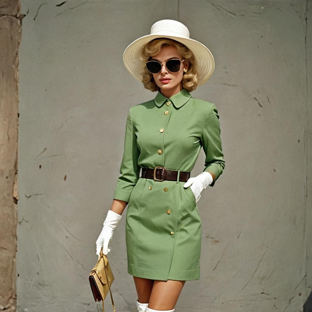 1960s Fashion Model in White with Sunglasses