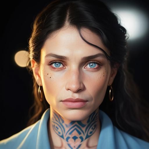 Portrait of a Beautiful Woman with Dune Tattoos