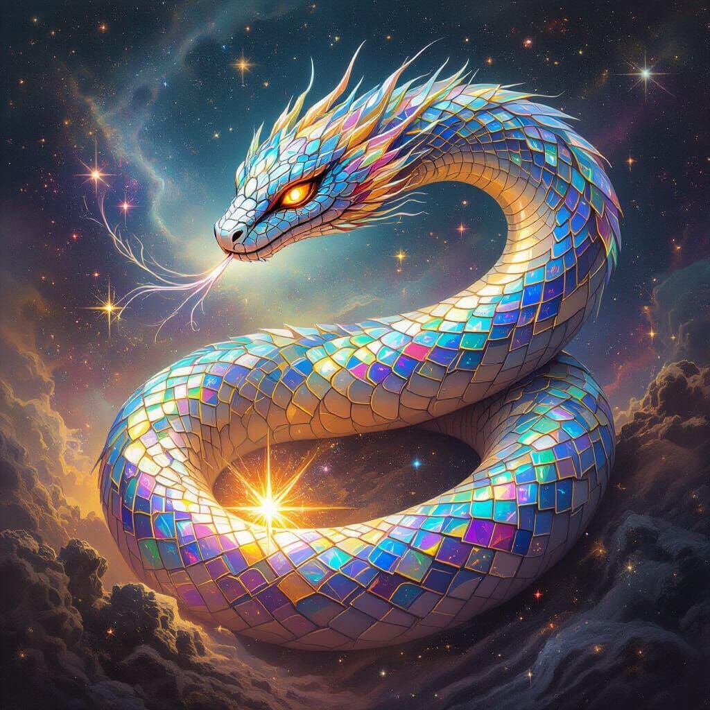 Celestial Serpent Coiled Around Dying Star