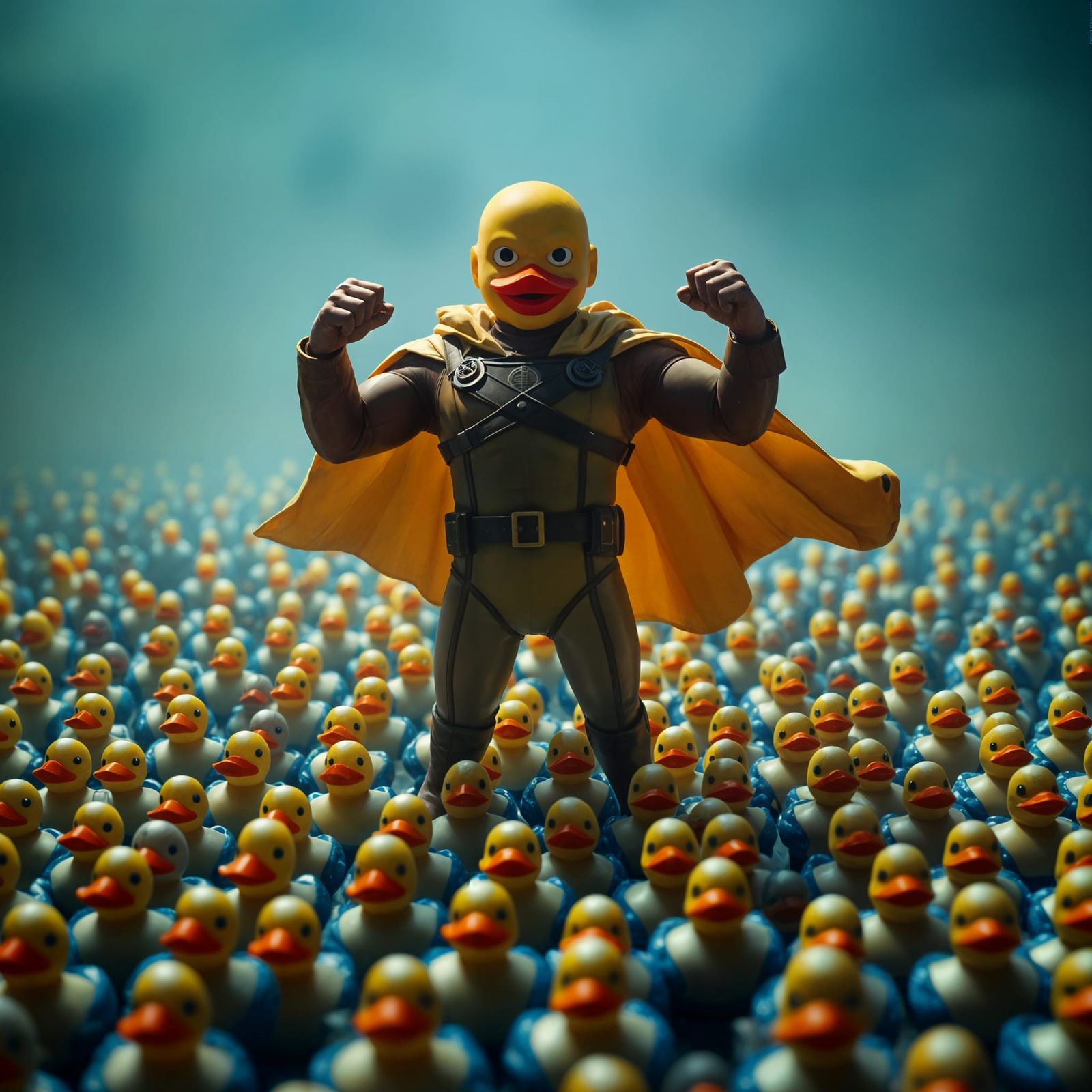 Hyperrealistic Heroic Rubber Duck Overcrowd