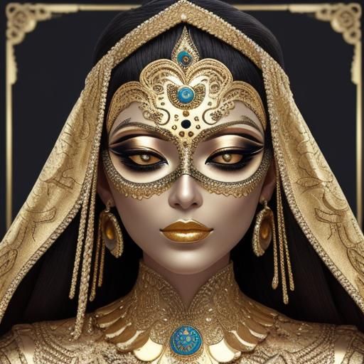 Ornate Golden Mask with Open Eyes