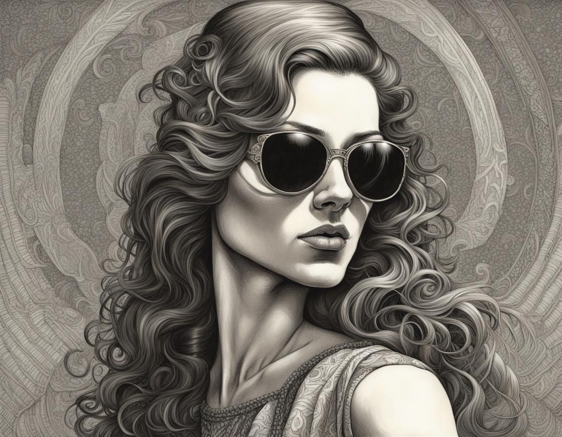 Monochrome Portrait of Woman in Sunglasses