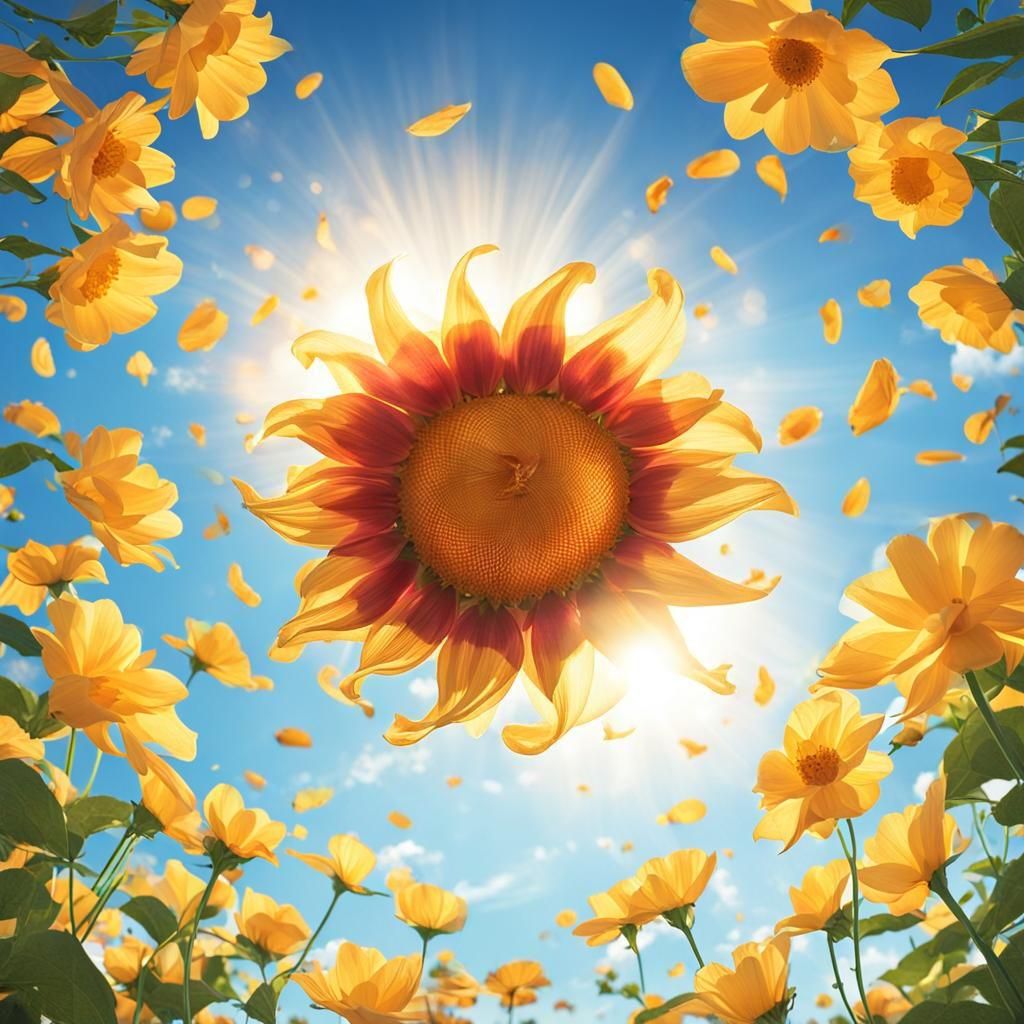 Petaled Sun: A Floral Sky