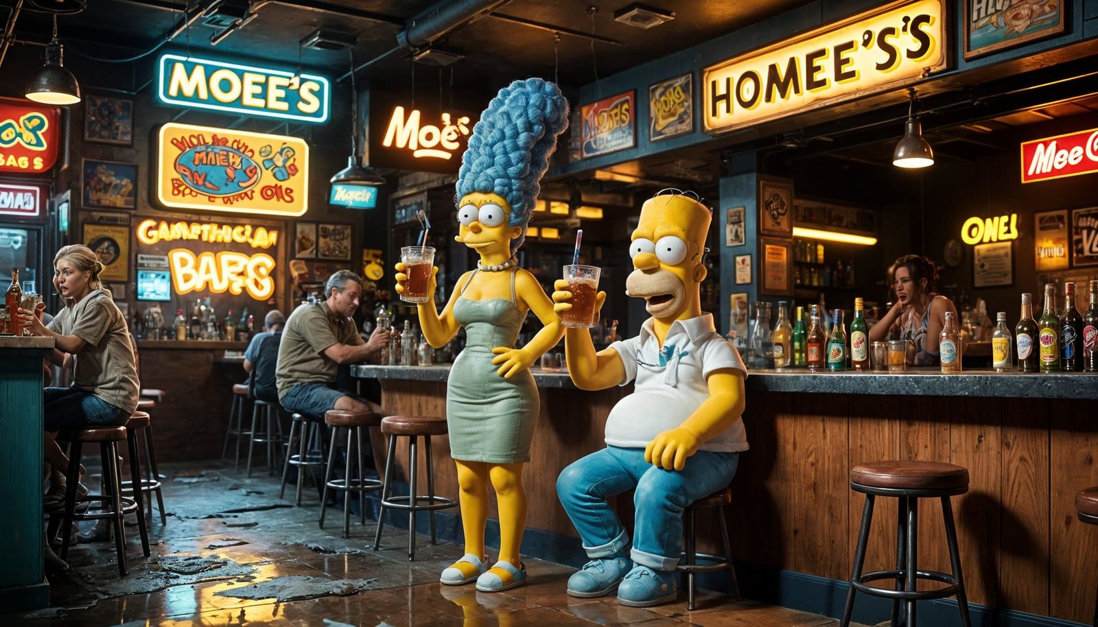 Homer and Marge at Moe's: Real-World 2D Animation