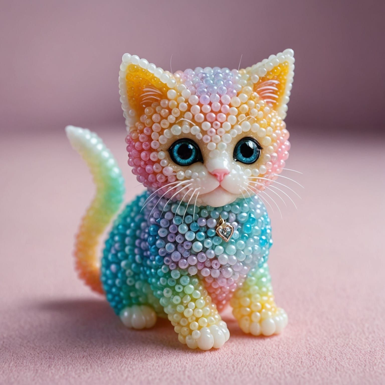 Ombre Kitten Made of Pastel Transparent Beads