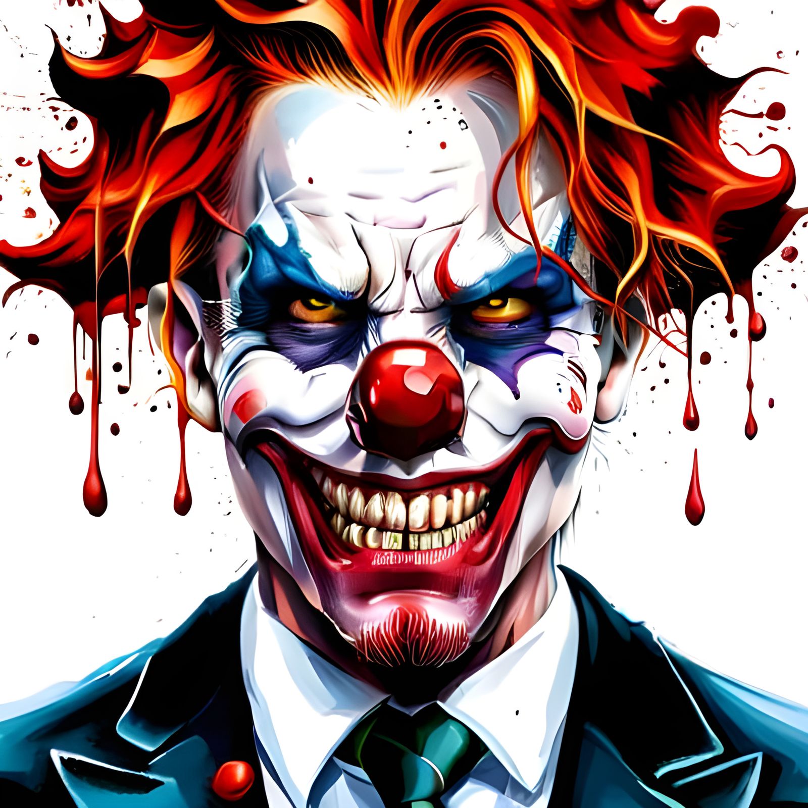Evil Clown in Business Suit: Hyperrealistic Portrait