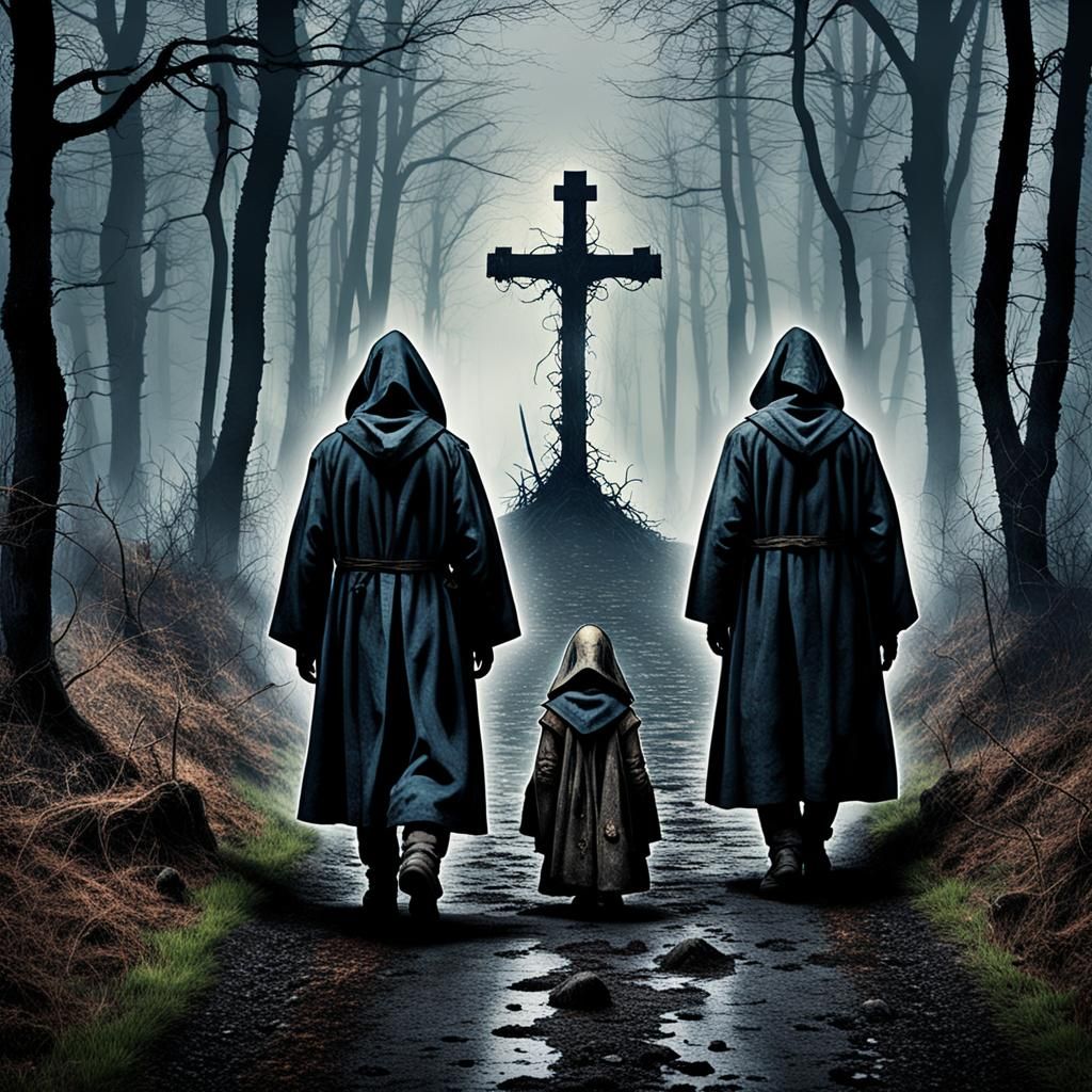 Eerie Calvary Scene for Horror Story Cover