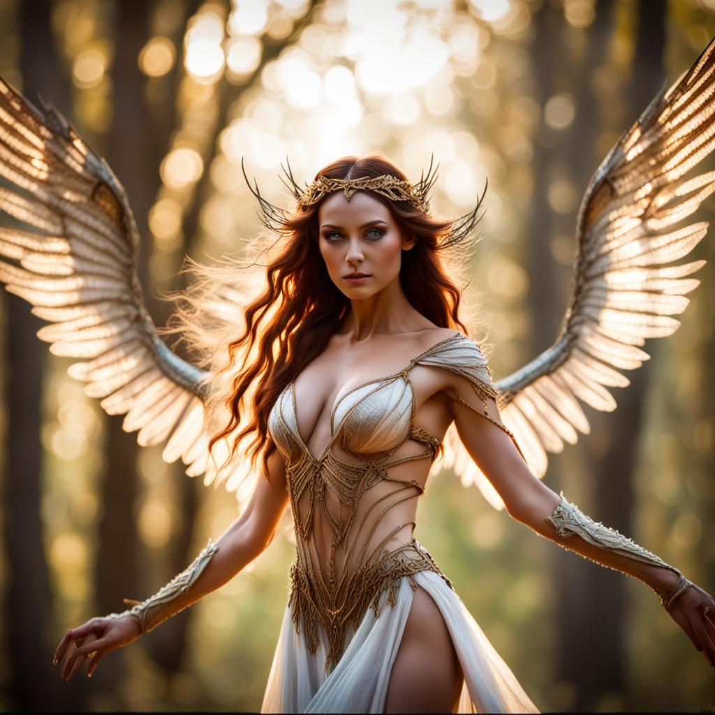 Mystical Bare Elf Queen in Forest Photography