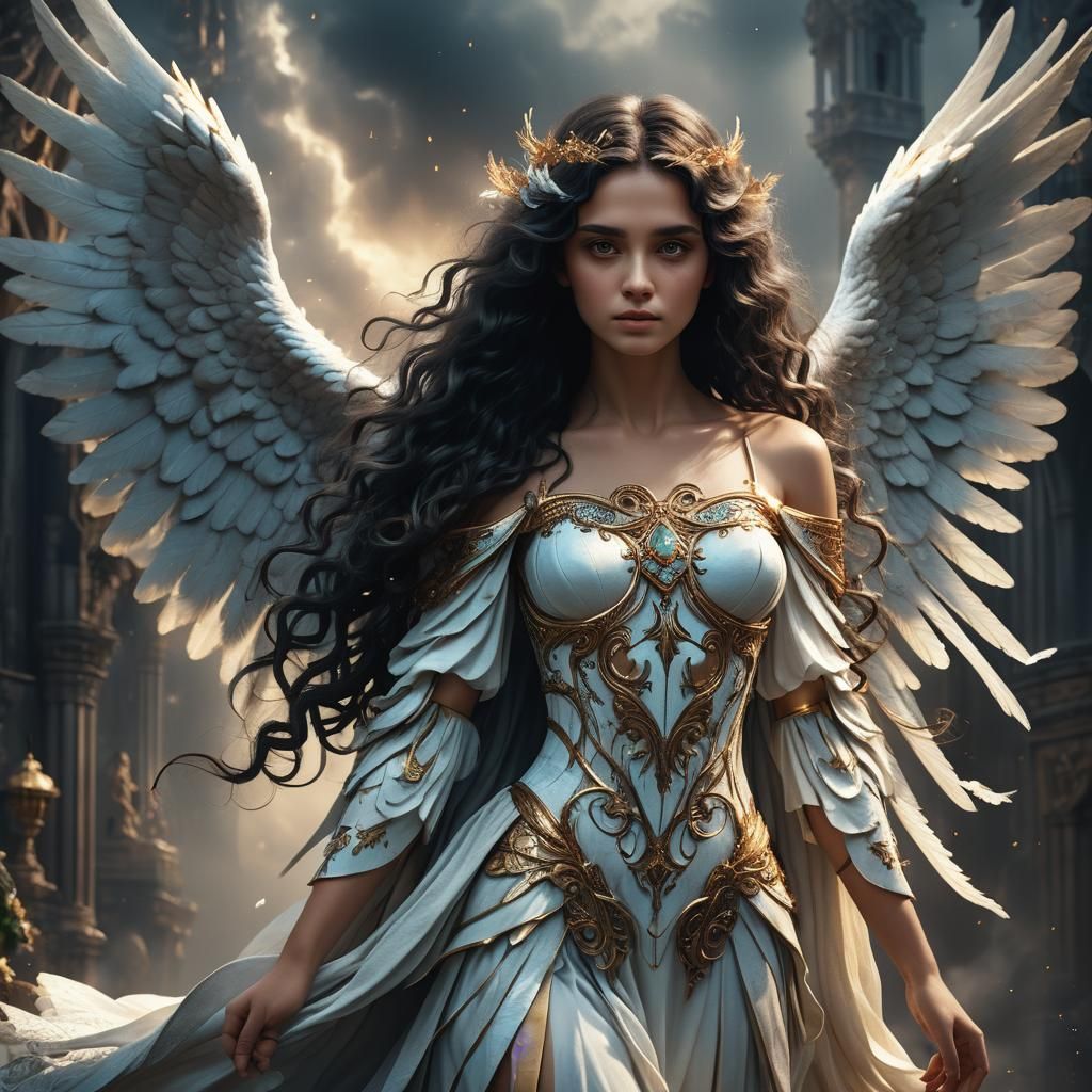 Beautiful Angel with Wings: Digital Matte Painting