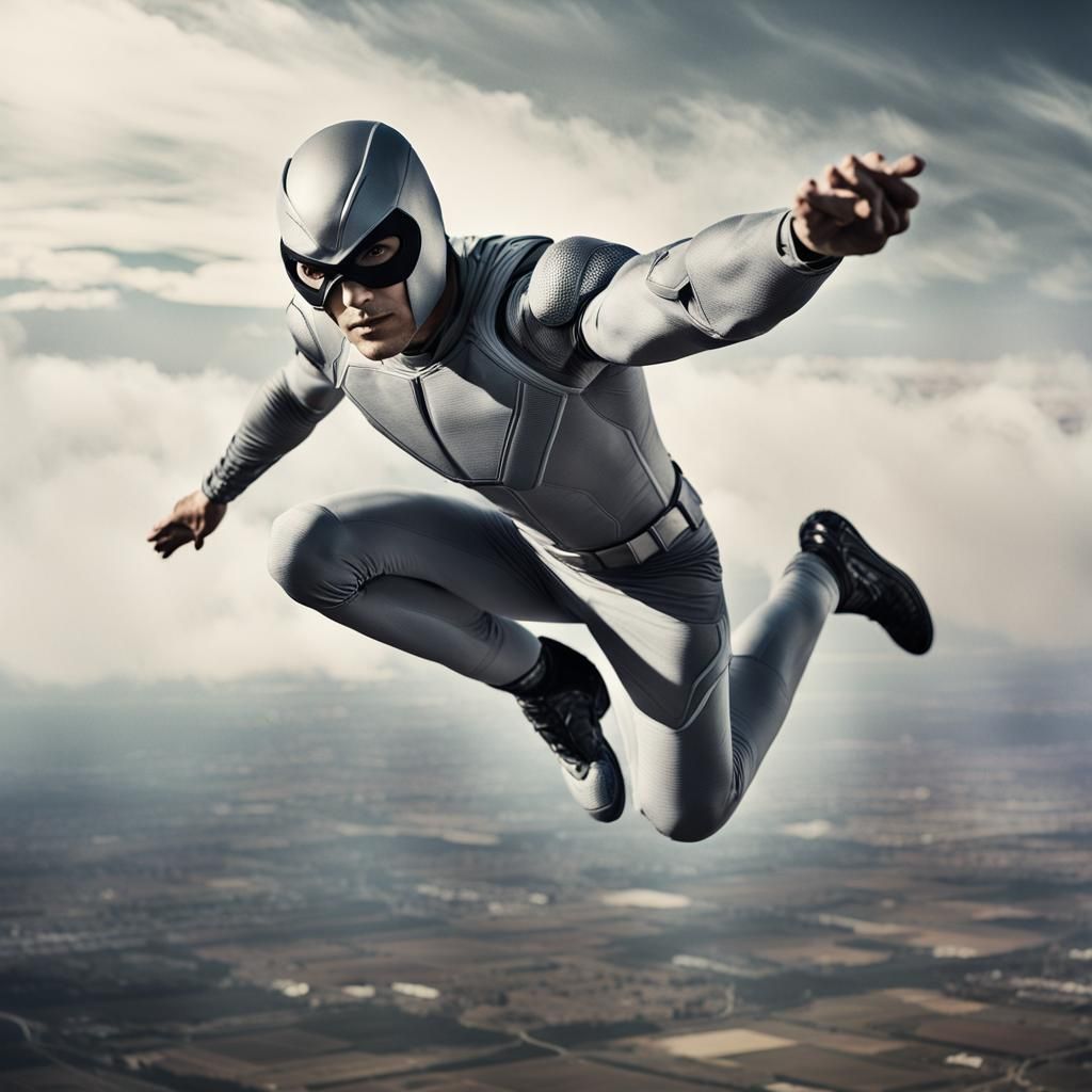 Wind-Powered Superhero Soaring in Cinematic Style