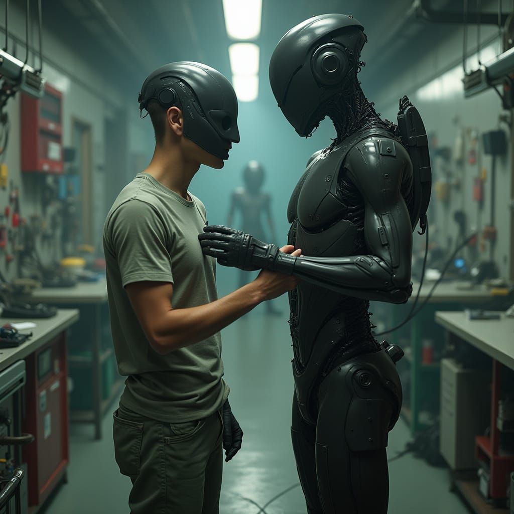 Latex Drone Transformation in Cyberpunk Laboratory