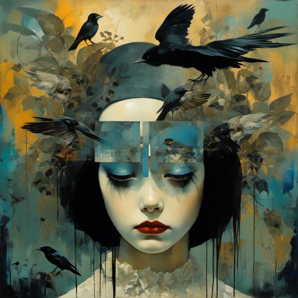 Creepy Doll Mask in Dystopian Jungle