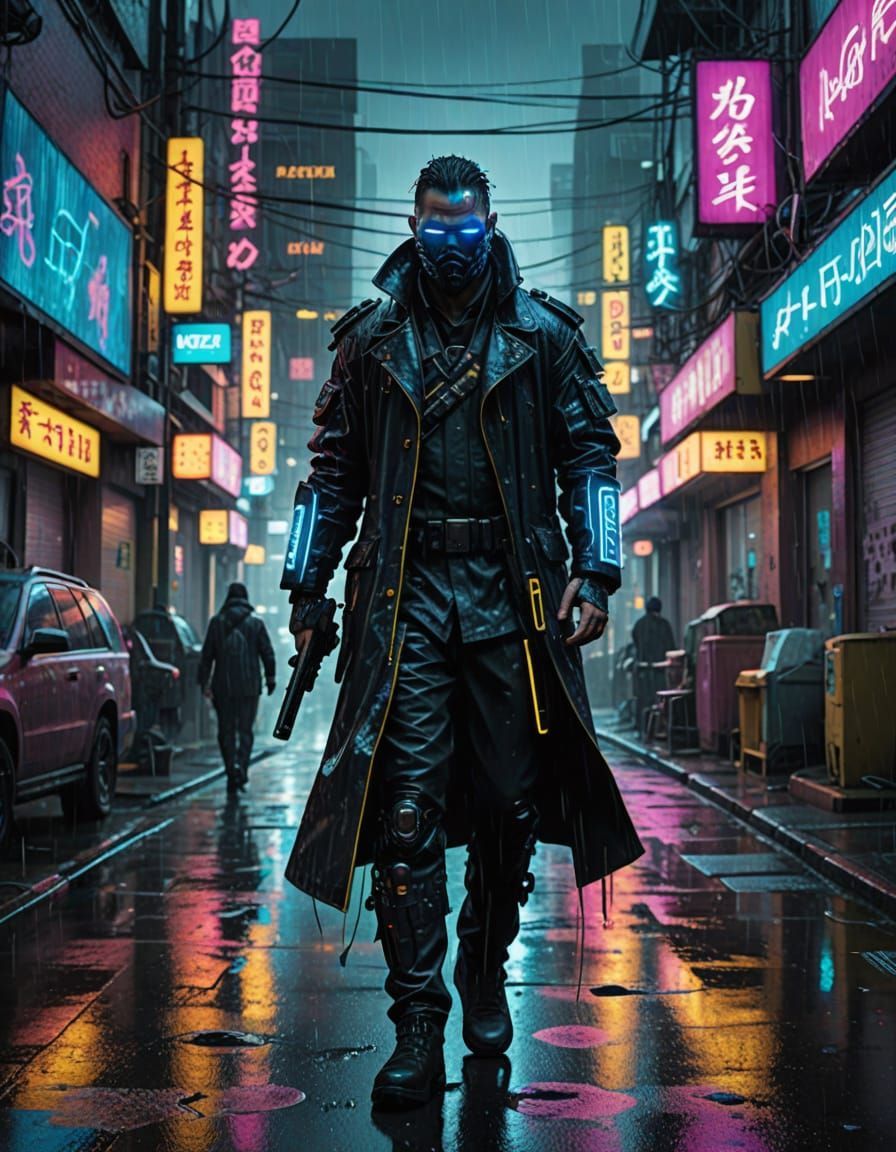 Gritty Cyberpunk Metropolis at Night