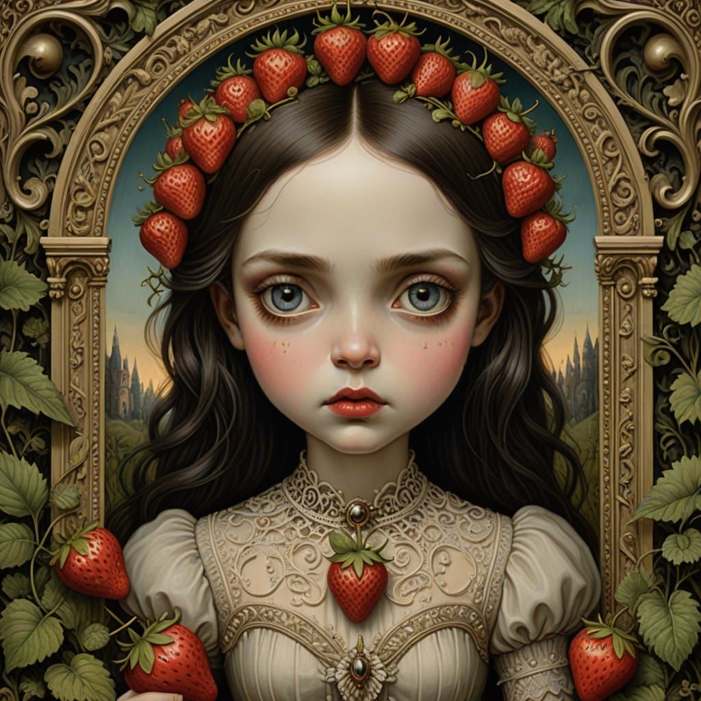 Victorian Strawberry Elegy in Gothic Splendor