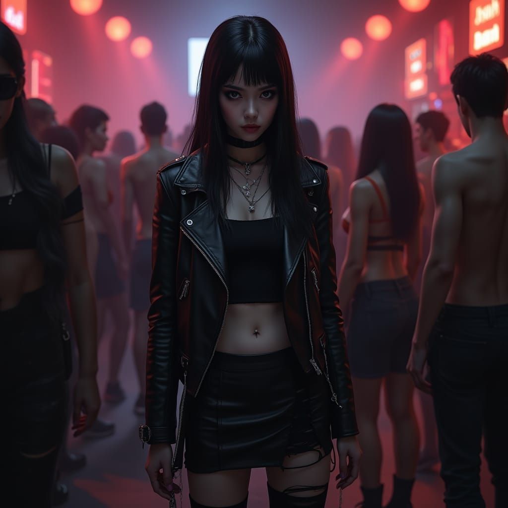 Alternative Club Scene in Hyper-Realistic Style